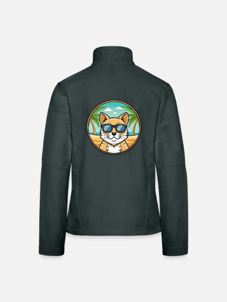 Domestic Cat Breed Cartoon Sunglasses Beach - Women's Softshell Jacket - mouse grey - Back