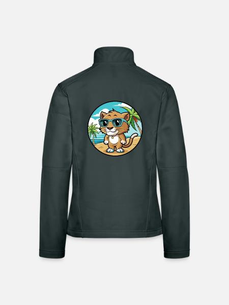 Bébé Chat Race Dessin Animé Lunettes De Soleil Plage - Veste en tissu softshell Femme - gris foncé - Dos