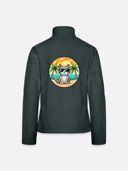 Amerikanische Kurzhaarkatze Rasse Cartoon Sonnenbrille - Frauen Softshelljacke - Dunkelgrau - Hinten