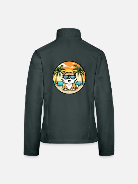 Persian Cat Breed Cartoon Sunglasses Beach - Women's Softshell Jacket - mouse grey - Back
