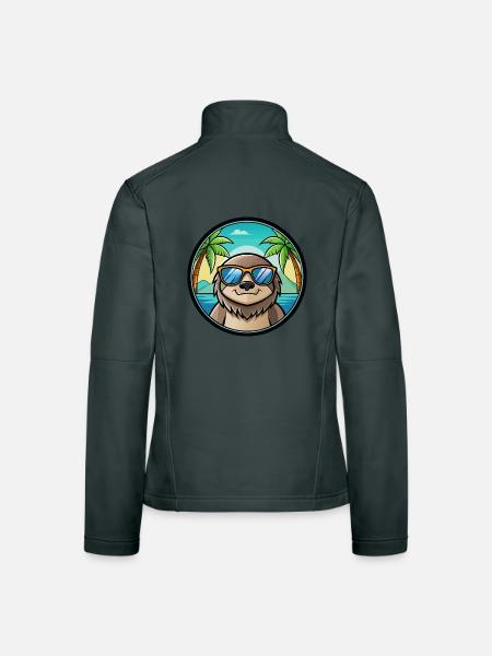 Faultier Lustige Cartoon Sommer Strand Sonnenbrille Cool - Frauen Softshelljacke - Dunkelgrau - Hinten