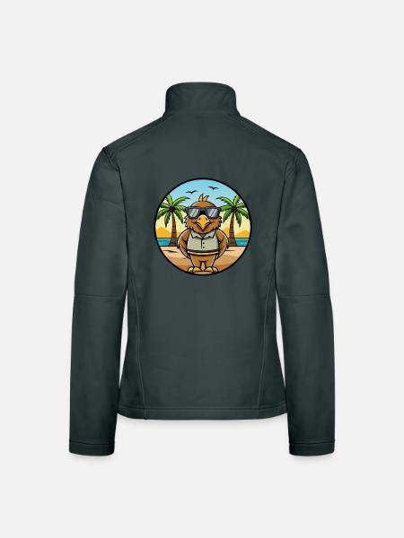 Hawk Lustige Cartoon Sommer Strand Sonnenbrille Aufkleber - Frauen Softshelljacke - Dunkelgrau - Hinten