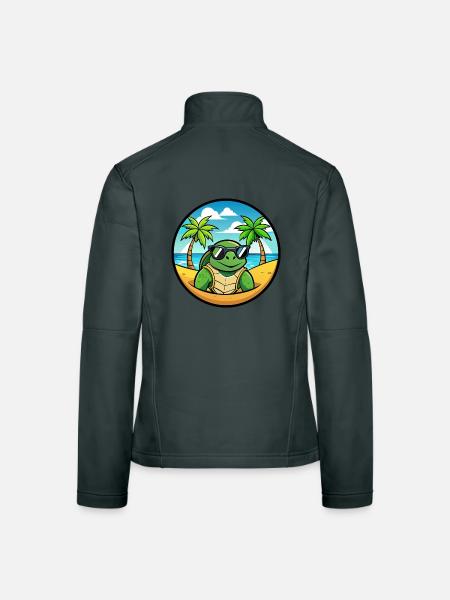 Turtle Funny Cartoon Summer Beach Sunglasses Cool - Women's Softshell Jacket - mouse grey - Back