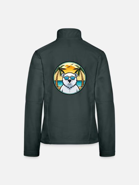 Eisbär Lustige Cartoon Sommer Strand Sonnenbrille - Frauen Softshelljacke - Dunkelgrau