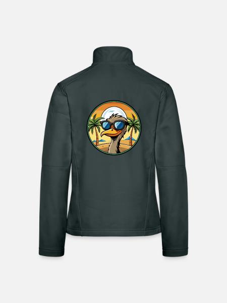 Emu Lustige Cartoon Sommer Strand Sonnenbrille Aufkleber - Frauen Softshelljacke - Dunkelgrau - Hinten