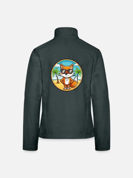 Fuchs Lustige Cartoon Sommer Strand Sonnenbrille Aufkleber - Frauen Softshelljacke - Dunkelgrau - Hinten