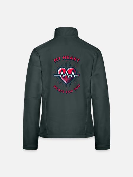 My Heart Beats For You - Frauen Softshelljacke - Dunkelgrau - Hinten