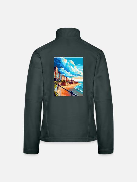 Cromer England Uk Vintage Reiseposter Souvenir - Frauen Softshelljacke - Dunkelgrau - Hinten