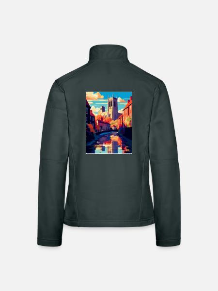 Durham England Uk Vintage Reiseposter Souvenir - Frauen Softshelljacke - Dunkelgrau - Hinten
