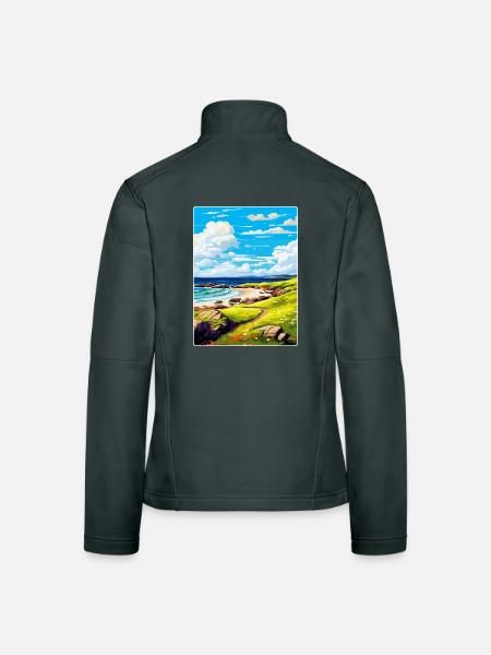 Isle Of Coll Schottland UK Vintage Reiseposter WPA - Frauen Softshelljacke - Dunkelgrau - Hinten