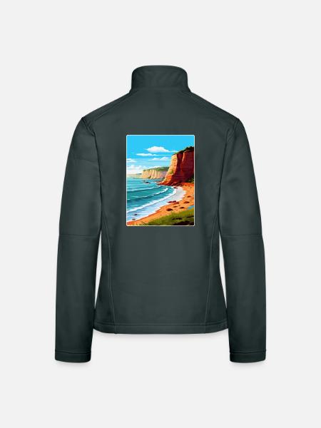 Torquay Cliffs England Uk Vintage Reiseposter - Frauen Softshelljacke - Dunkelgrau - Hinten