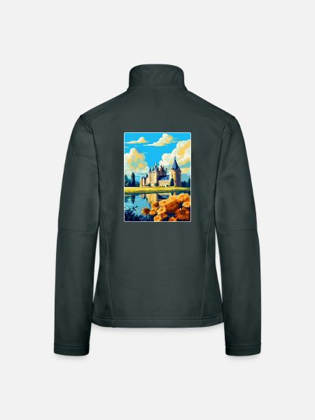 Vallée de la Loire France Affiche de voyage vintage souvenir - Veste en tissu softshell Femme - gris foncé - Dos