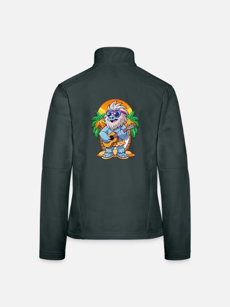 Drôle Yeti Dessin Animé Plage D’été Lunettes De Soleil Guitare - Veste en tissu softshell Femme - gris foncé - Dos