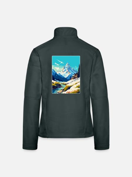 Chamonix Frankreich Vintage Reiseposter Souvenir WPA - Frauen Softshelljacke - Dunkelgrau - Hinten