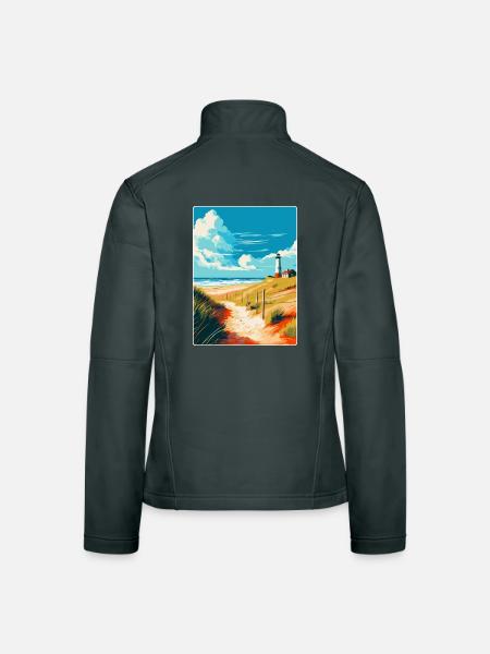 Insel Sylt Deutschland Vintage Reiseplakat Souvenir - Frauen Softshelljacke - Dunkelgrau - Hinten
