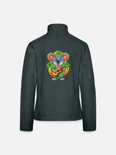 Funny Koala Summer Beach Sunglasses Hawaiian - Women's Softshell Jacket - mouse grey - Back