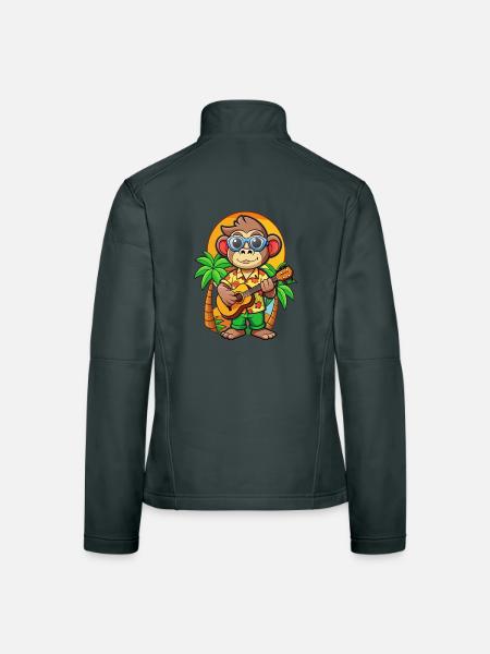 Funny Monkey Cartoon Summer Beach Sunglasses - Women's Softshell Jacket - mouse grey - Back