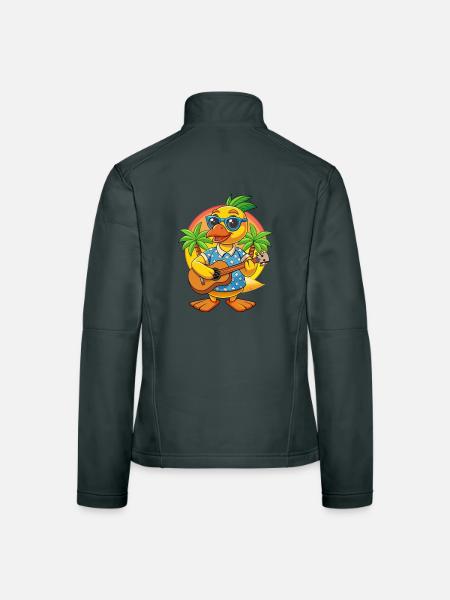 Lustige Ente Cartoon Sommer Strand Sonnenbrille Gitarre - Frauen Softshelljacke - Dunkelgrau - Hinten