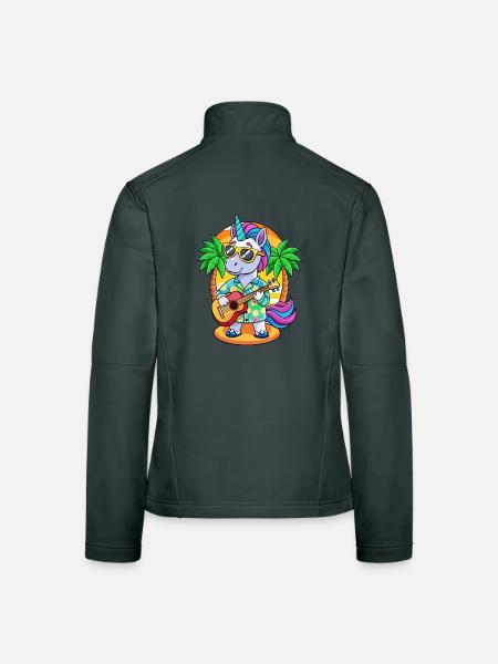 Funny Unicorn Cartoon Summer Beach Sunglasses - Women's Softshell Jacket - mouse grey - Back