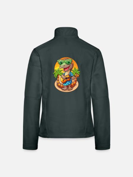 Lustige Schlange Cartoon Sommer Strand Sonnenbrille Gitarre - Frauen Softshelljacke - Dunkelgrau - Hinten