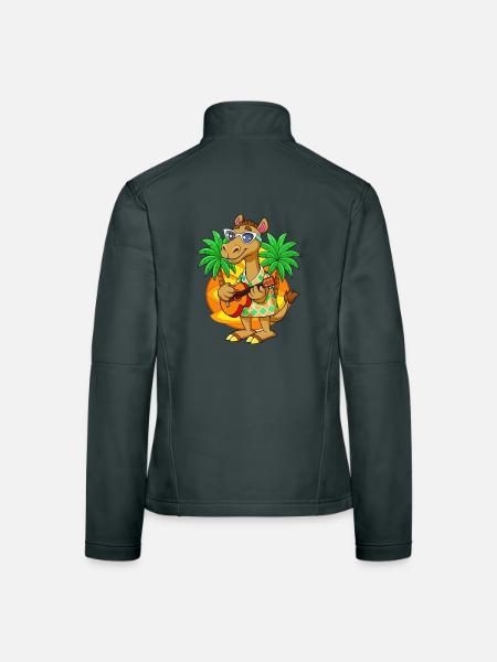 Lustige Kamel Cartoon Sommer Strand Sonnenbrille Gitarre - Frauen Softshelljacke - Dunkelgrau - Hinten