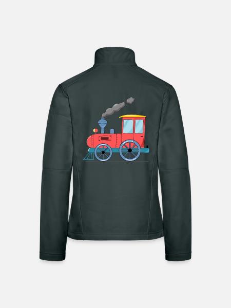 Children's train railway pink - Women's Softshell Jacket - mouse grey - Back