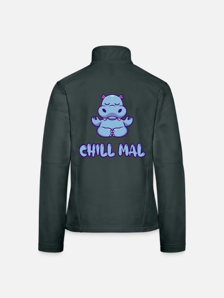 Chill Mal Hippo Meditation - Frauen Softshelljacke - Dunkelgrau - Hinten