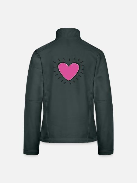 Pink Heart Burst Logo - Frauen Softshelljacke - Dunkelgrau - Hinten
