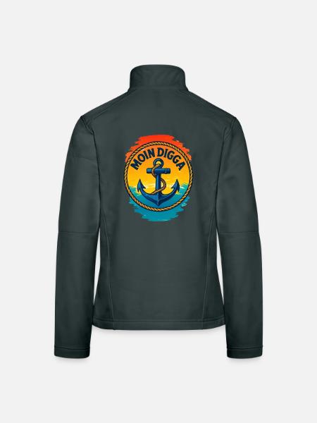 Moin Digga Hamburg Anker - Frauen Softshelljacke - Dunkelgrau - Hinten