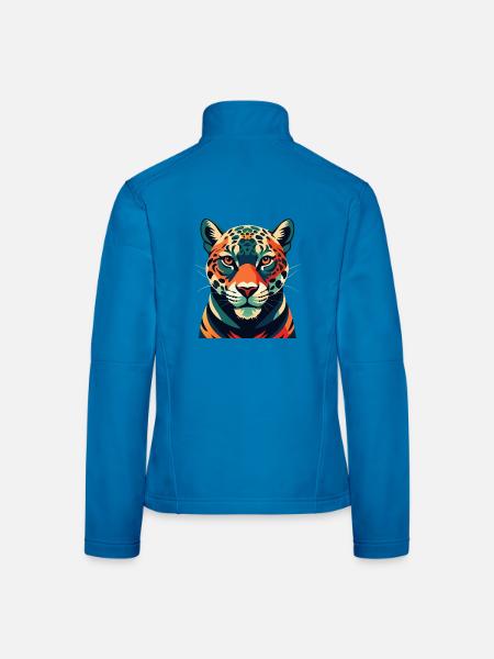 Léopard Personnage De Dessin Animé Animal De Compagnie Coloré - Veste en tissu softshell Femme - bleu clair - Dos