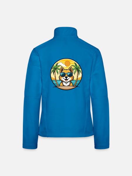 Spitz Hunderasse Cartoon Sonnenbrille Strand - Frauen Softshelljacke - Lichtblau - Hinten