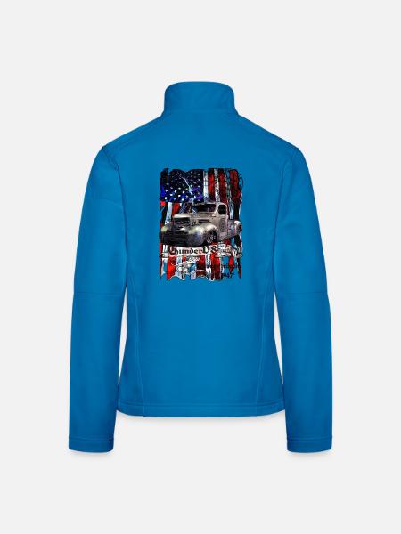 Vintage Pickup Flaggenprint - Frauen Softshelljacke - Lichtblau