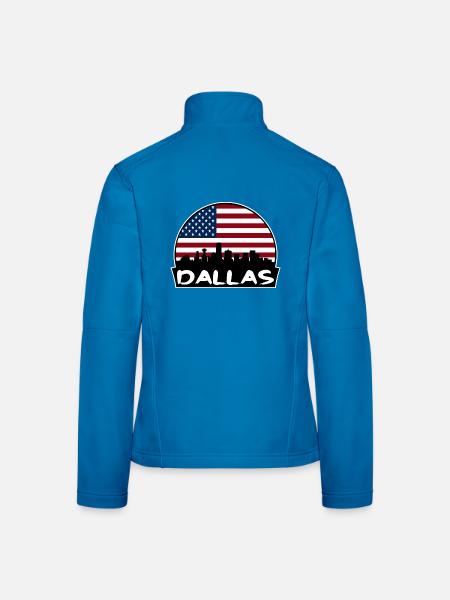 Dallas Texas USA Flagge Skyline Silhouette Reisen - Frauen Softshelljacke - Lichtblau - Hinten