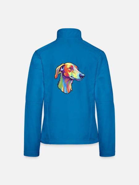 Lurcher Hunderasse Cartoon Kawaii Illustration - Frauen Softshelljacke - Lichtblau - Hinten