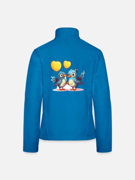 Jay Birds Kawaii Cartoon Haustier spielt mit Luftballons - Frauen Softshelljacke - Lichtblau - Hinten