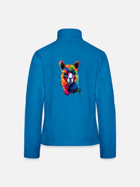Alpaga Pop Art Couleurs vives Lama Arc-en-ciel Alpaga - Veste en tissu softshell Femme - bleu clair - Dos