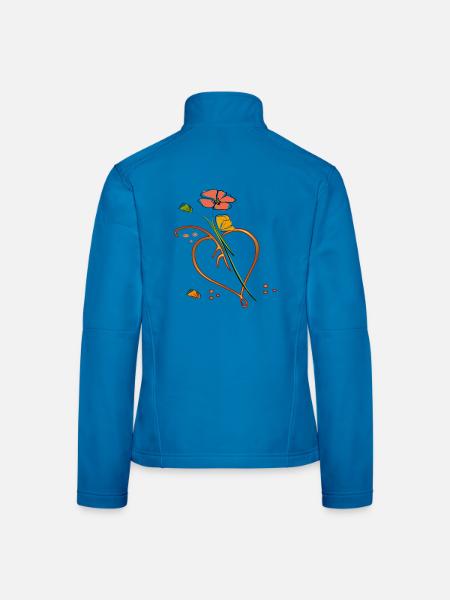 Flowers, flower with leaf in the shape of a heart - Women's Softshell Jacket - light blue - Back