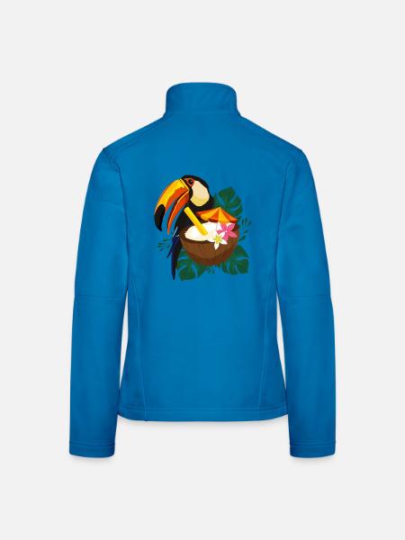 Tukan mit Kokosnuss-Cocktail - Tropisch - Frauen Softshelljacke - Lichtblau - Hinten