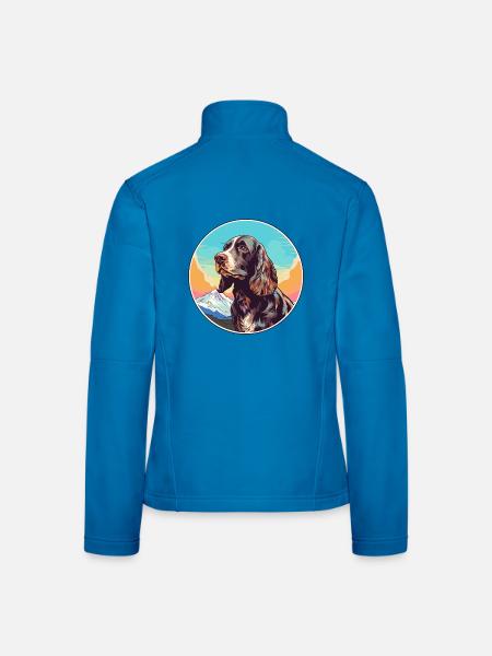 Field Spaniel Hunderasse Cartoon Kawaii Aquarell - Frauen Softshelljacke - Lichtblau - Hinten