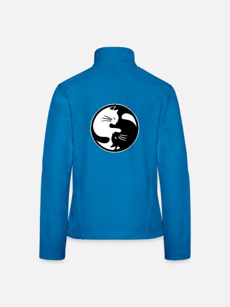 Achtsame Yin Yang Katze Meditation - Frauen Softshelljacke - Lichtblau - Hinten