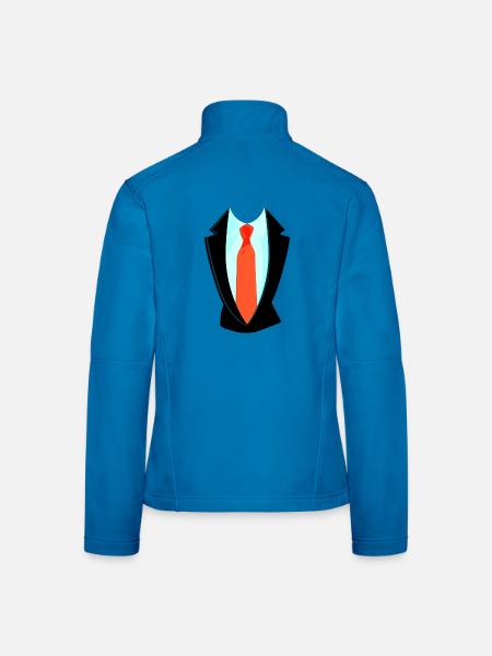 Fake Anzug Mit Krawatte Overall Kostüm - Frauen Softshelljacke - Lichtblau - Hinten