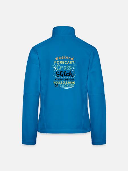 Cross Stich Handarbeiten - Frauen Softshelljacke - Lichtblau - Hinten