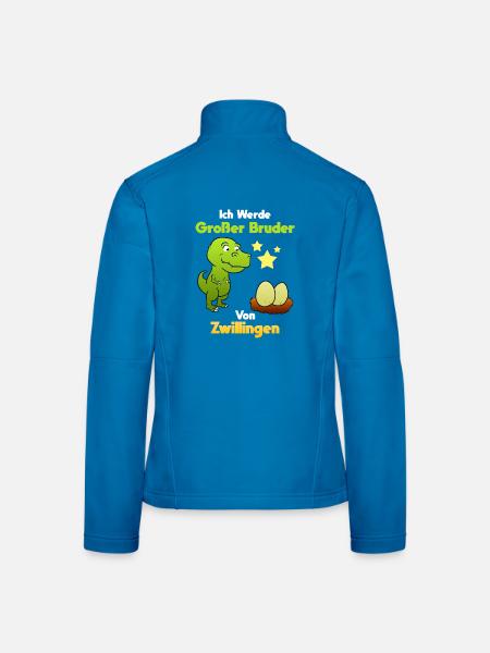 Ich Werde Großer Bruder Von Zwillingen Dinos - Frauen Softshelljacke - Lichtblau - Hinten