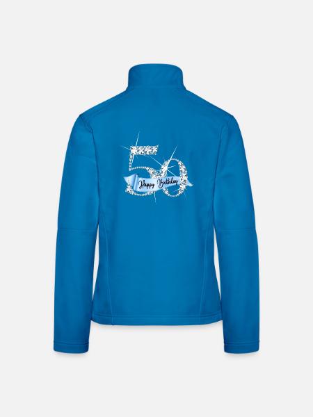 Design d’anniversaire en diamant pailleté pour le 50e anniversaire - Veste en tissu softshell Femme - bleu clair - Dos