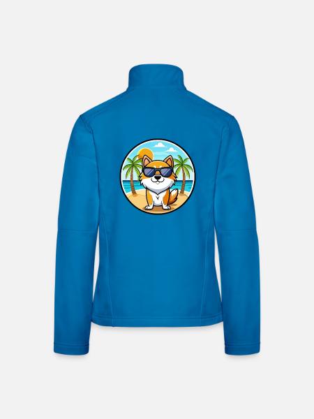 Hokkaido Dog Breed Cartoon Sunglasses Beach - Women's Softshell Jacket - light blue - Back