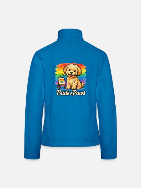 Pride & Paws – Maltipoo mit Pinsel & Regenbogen - Frauen Softshelljacke - Lichtblau