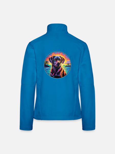 Berger de Beauce Hunderasse bunte Karikatur Wasserc - Frauen Softshelljacke - Lichtblau - Hinten