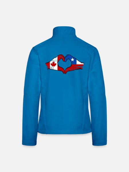 Kanada Chile Flagge Hände Herzform used - Frauen Softshelljacke - Lichtblau - Hinten