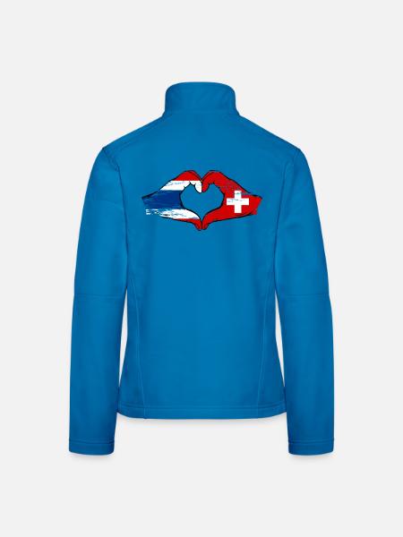 Thailand Schweiz Flagge Hände Herzform used - Frauen Softshelljacke - Lichtblau - Hinten