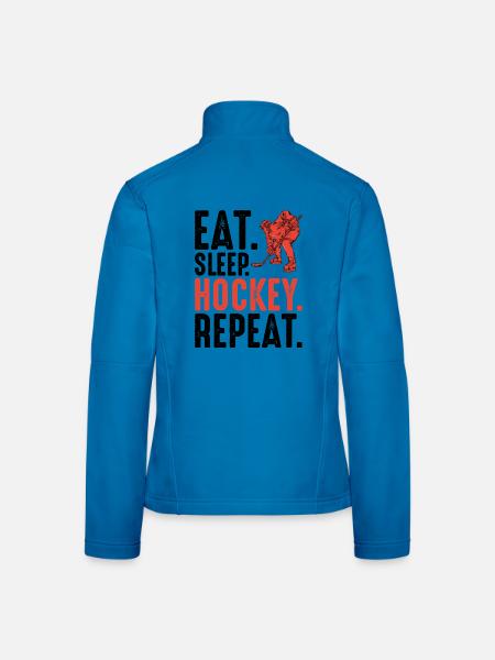 Red Hockey Player Silhouette - Women's Softshell Jacket - light blue - Back